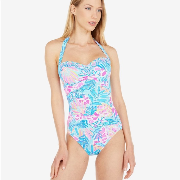 Lilly Pulitzer Kolka One Piece Seaglass Aqua Rainforest Retreat